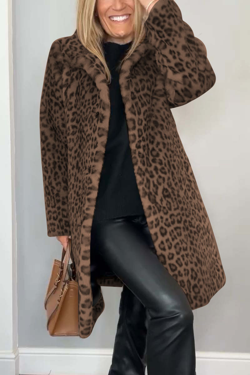 Agnes | Cappotto lungo con stampa leopardata