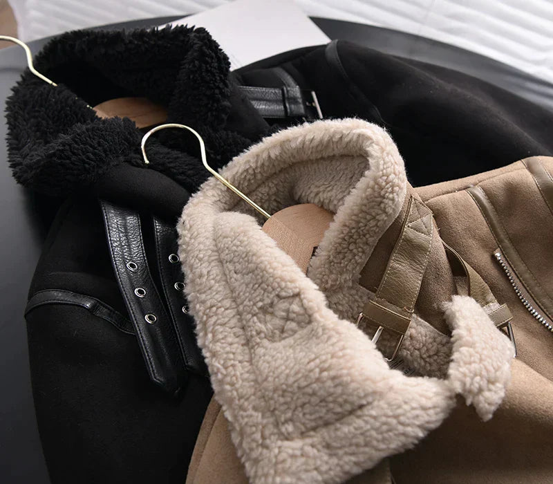 Kaitly | Giacca Corto in Pelle e Fleece