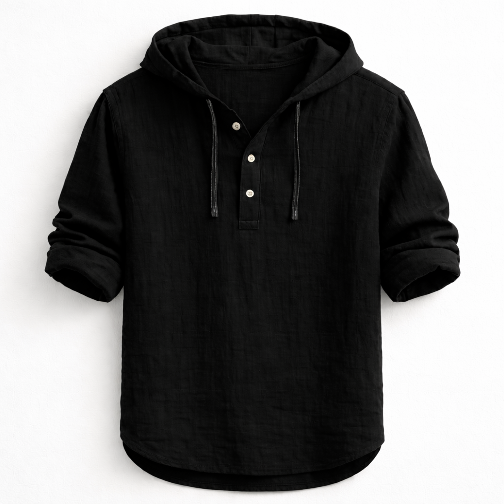 Lorvener | Men's relaxed linen hooded shirt