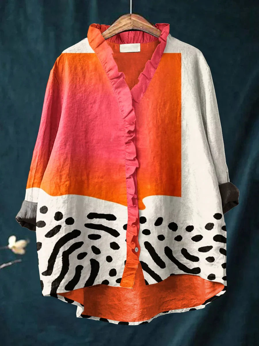Miravelle artistic print blouse detail
