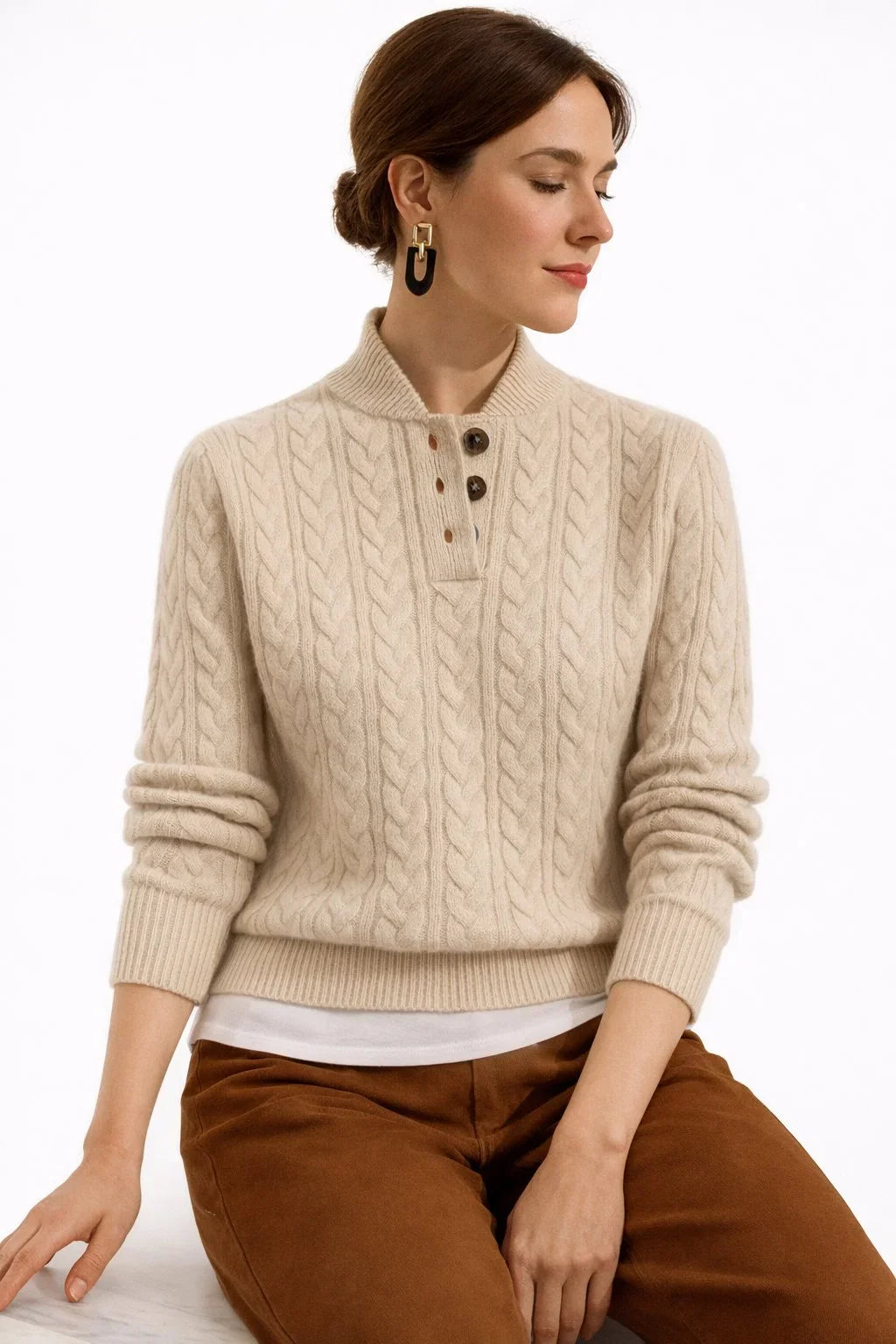 Women's Cable Knit Wool-Blend Jumper, Knitted - view 4