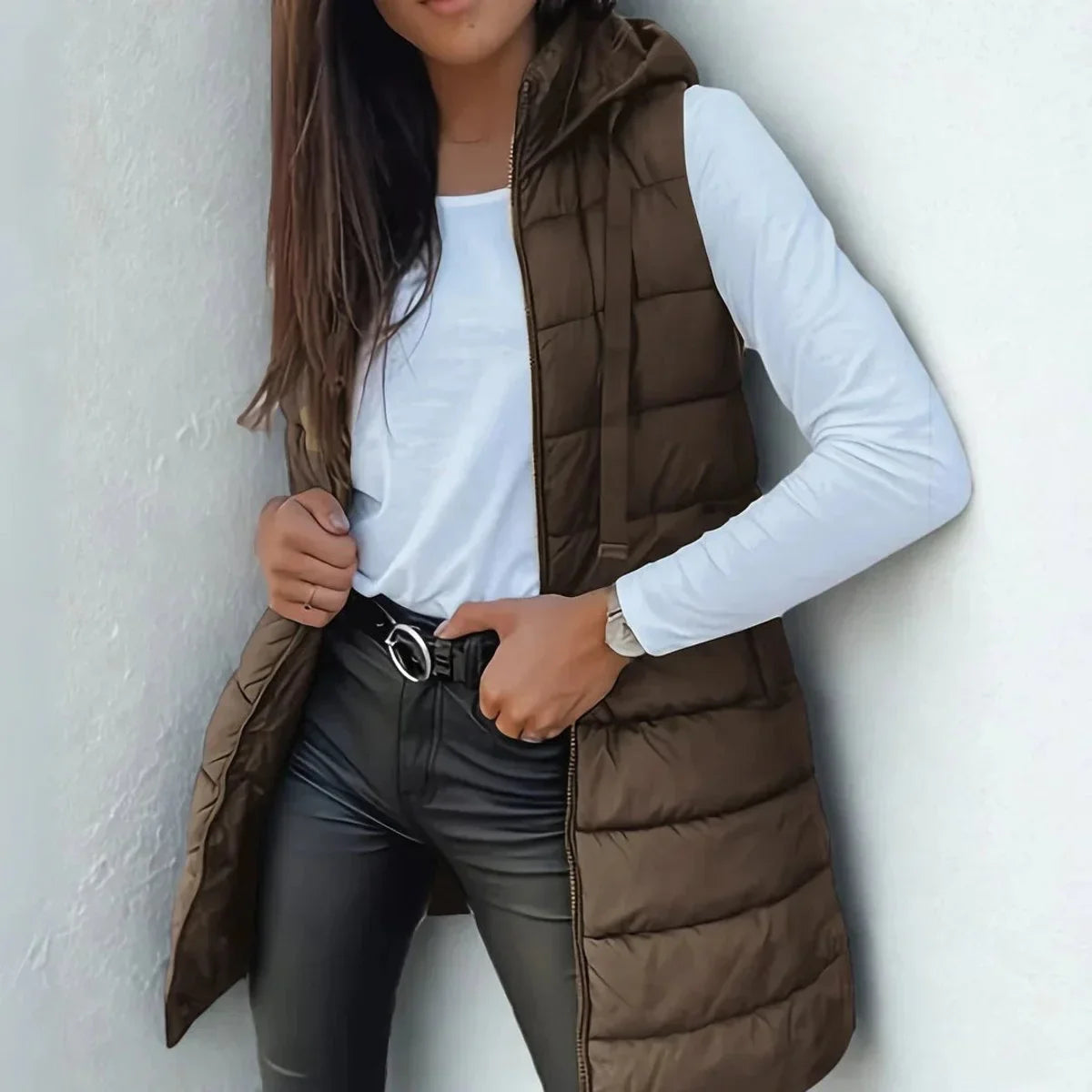 Women's Hooded Sleeveless Gilet, Puffer Vest - view 9