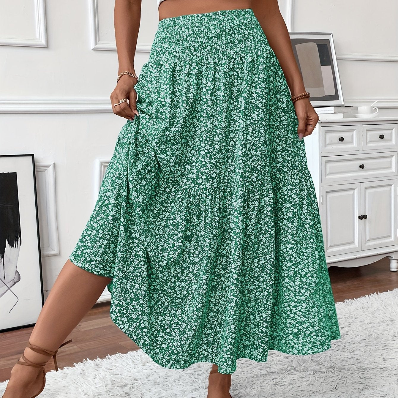Florimne | Women's Floral Print Midi Skirt — image 8