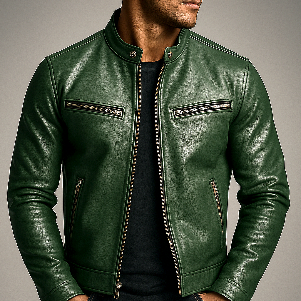 Men's Vintage Leather-Look Jacket, Biker - view 7