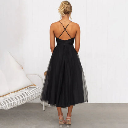 Ornelle | Tulle Corset Midi Dress with Adjustable Straps - Image 6