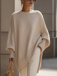 Women's Oversized Knit Jumper with Asymmetric Hem