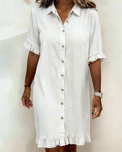 Yvanna white denim dress detail