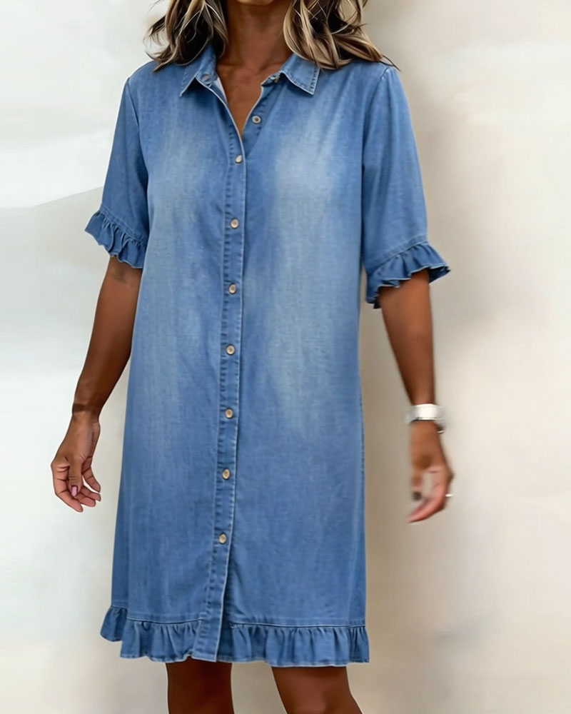 Yvanna denim shirt dress side view