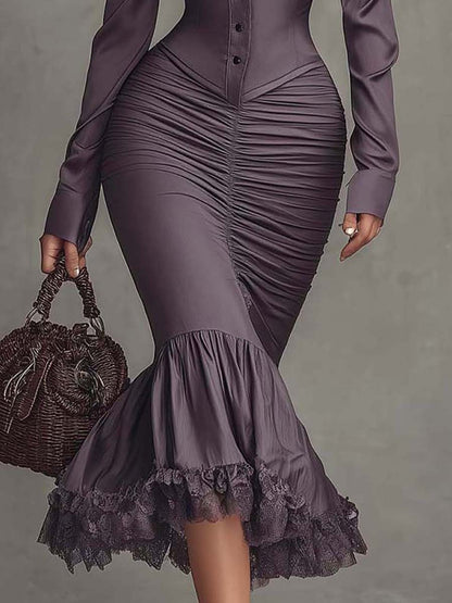 Tenvara boho ruched midi dress - back view