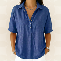 Sonyelle | Blouse Collar V-Neck Button Front Short Sleeve