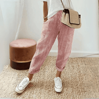 Coralisse | Trousers Striped Drawstring Side-Pocket High-Waist