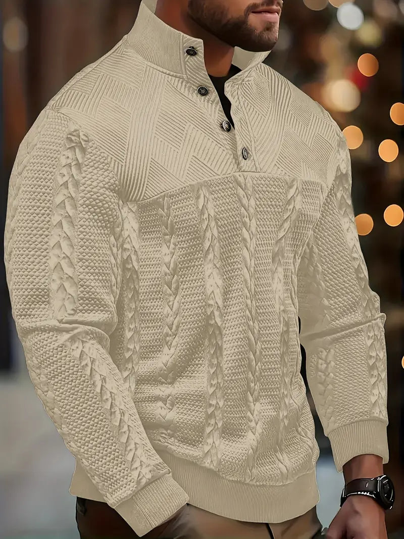 Men's Button Jumper, Knitted Sweater - view 3