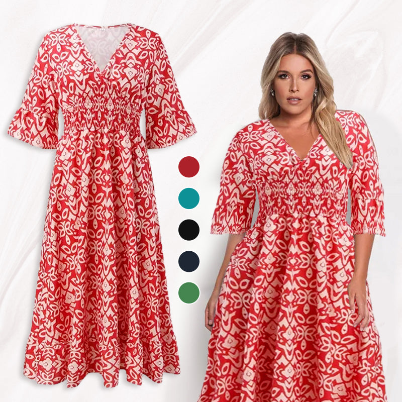 Morvaine boho print wrap maxi dress - front view