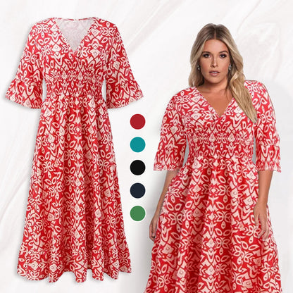 Morvaine boho print wrap maxi dress - front view