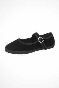 Florine | Flats Mary Jane Round Toe Buckle Strap Suede-Look