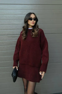Women's Knitted Skirt and Jumper Set, Two Piece Knit Co Ord