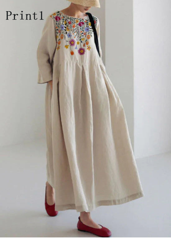 Saramine | Patchwork Cotton Midi Dress with Side Pockets — image 7
