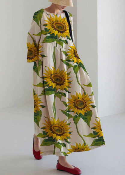 Saramine | Patchwork Cotton Midi Dress with Side Pockets — image 5