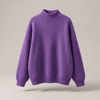 Women's Cashmere Mock Neck Jumper, Textured Knit Sweater