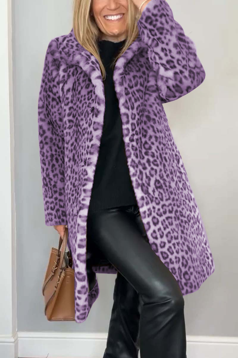 Agnes | Cappotto lungo con stampa leopardata