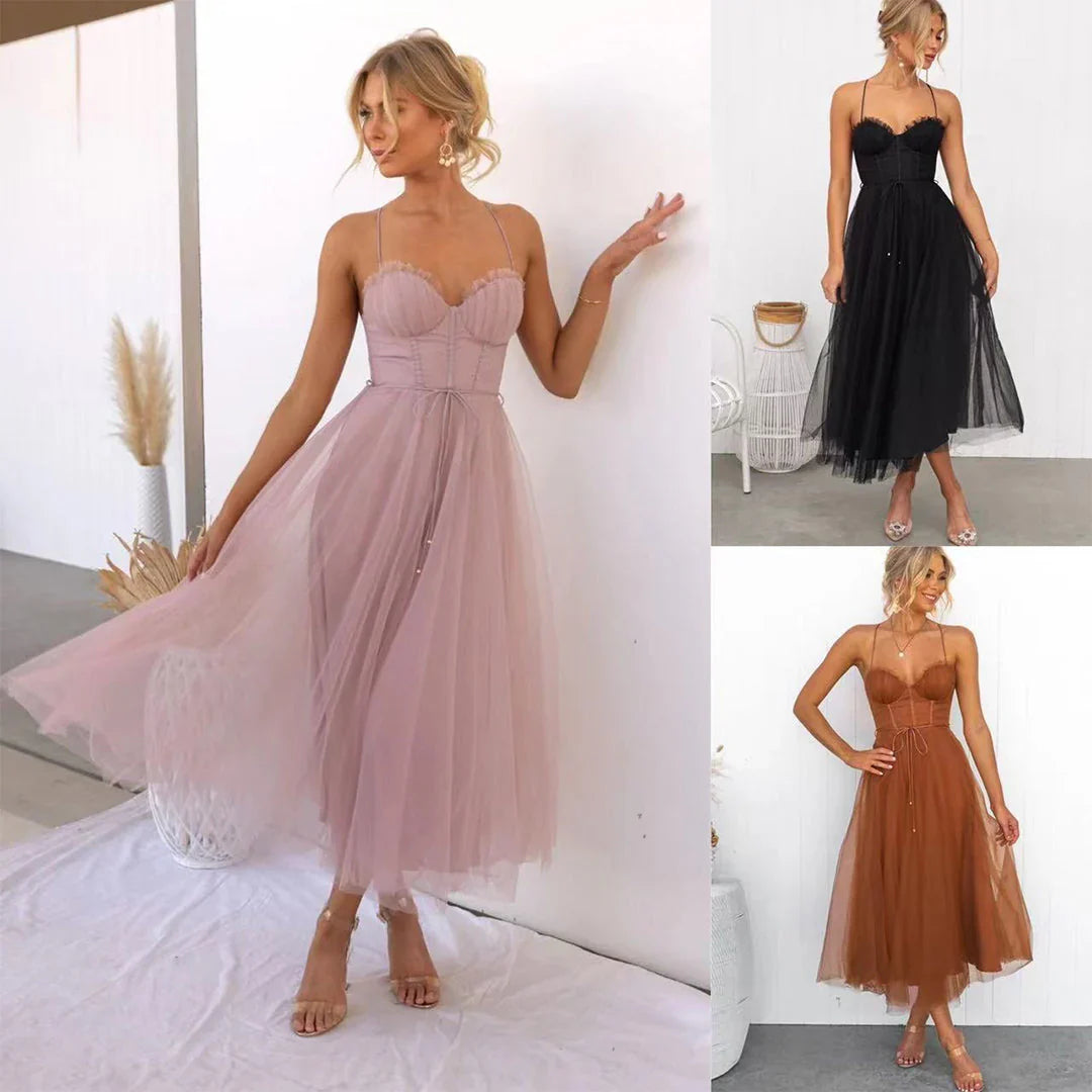Ornelle | Tulle Corset Midi Dress with Adjustable Straps - Image 10