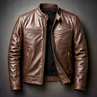 Men's Vintage Leather-Look Jacket, Biker