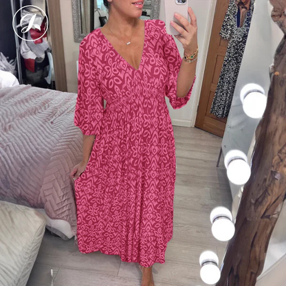Morvaine | Boho print V-neck wrap maxi dress