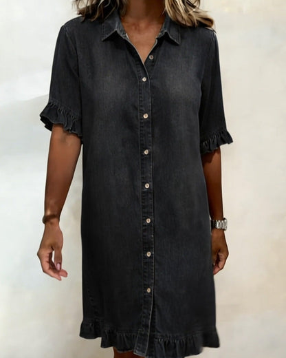 Yvanna black denim dress detail
