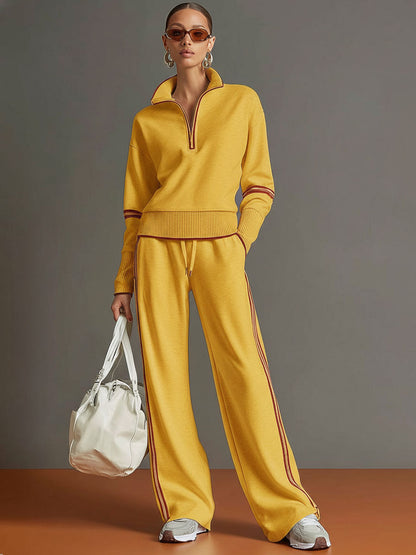 Vera | Wide-leg blouse and trousers co-ord set - Yellow