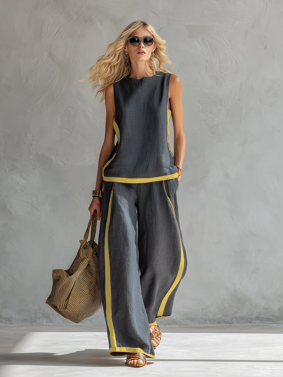 Leila two-tone co-ord set - Grey front