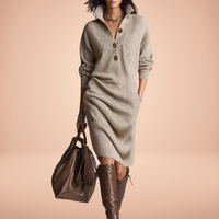 Veronelle | Classic High-Neck Knitted Midi Dress