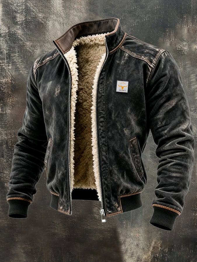 Men's Zip-Up Leather-Look Jacket