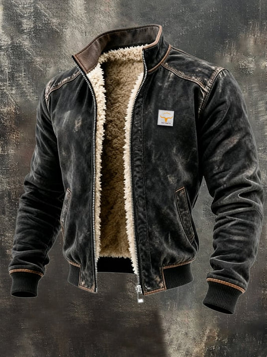 Men's Zip-Up Leather-Look Jacket