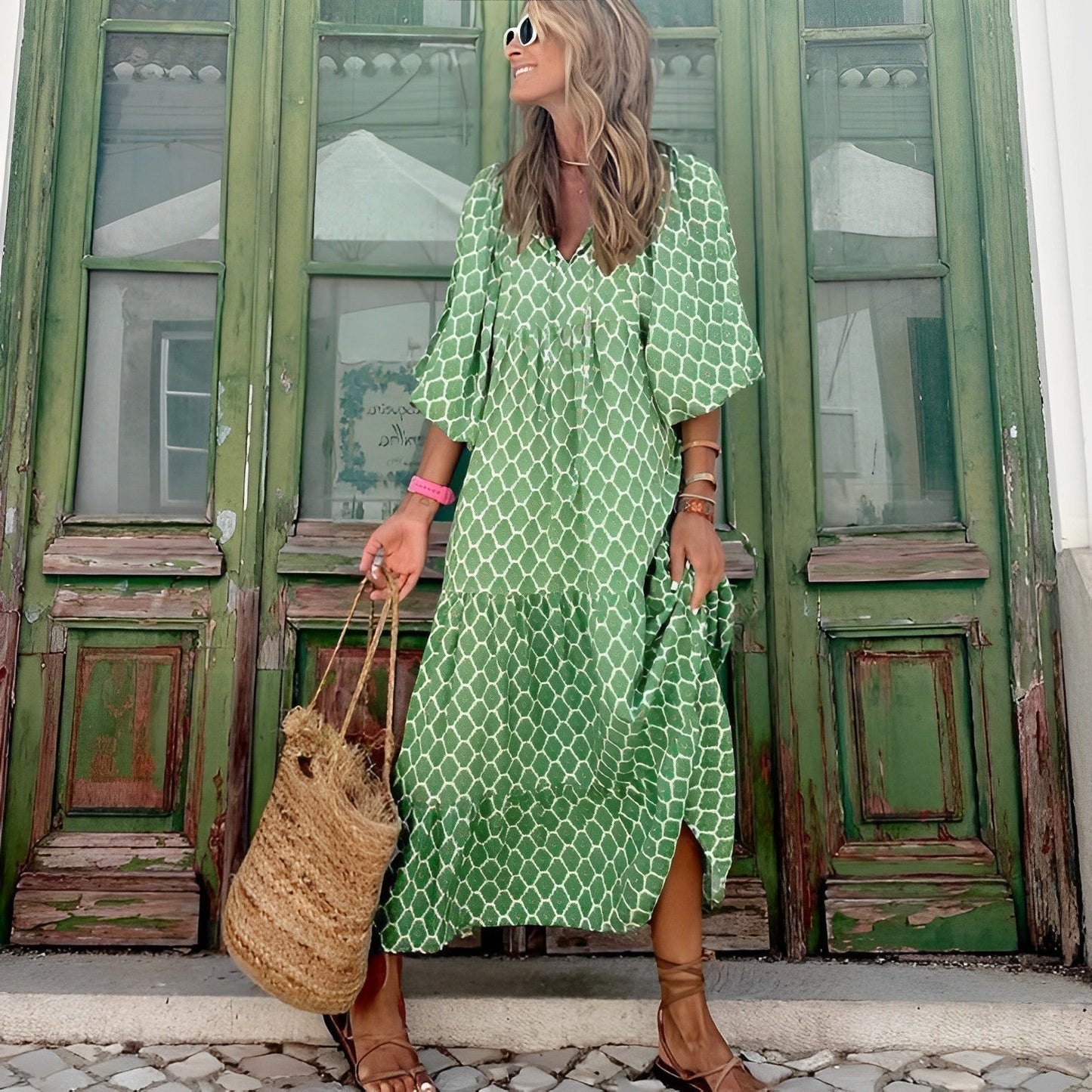 Olverine | Midi Dress Embroidered Detail Soft Fabric