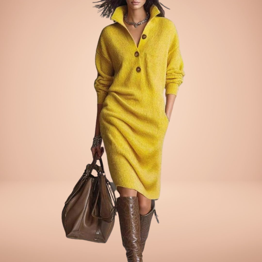 Veronelle | Classic High-Neck Knitted Midi Dress — additional view 4