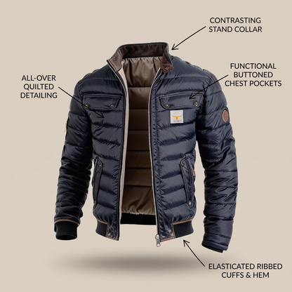 Men's Quilted Puffer Jacket, Padded Coat - view 6