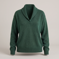 Women's V Neck Knit Jumper with Ribbed Trim
