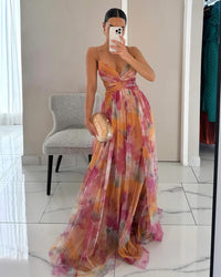 Lavelle | Maxi Dress Floral Chiffon Adjustable Straps High Waist