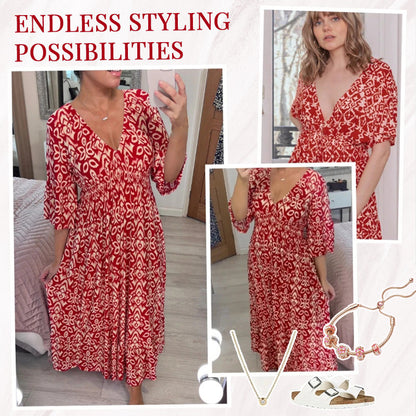 Morvaine | Boho print V-neck wrap maxi dress