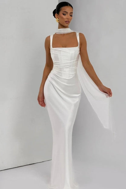 Wervane | Square-neck tie-waist bodycon mermaid dress