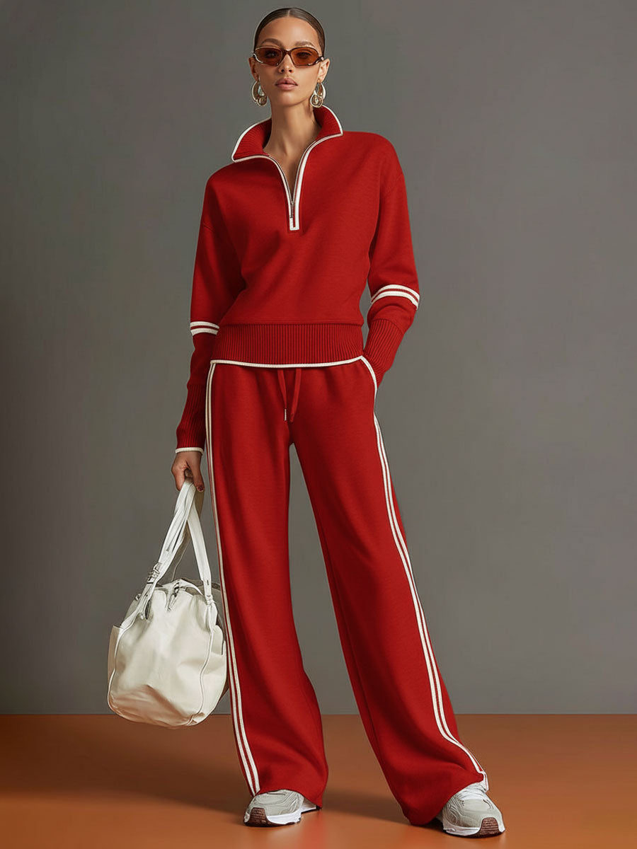Vera | Wide-leg blouse and trousers co-ord set - Red