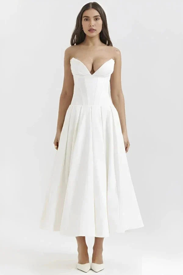 Solvera | Women's Corset Bodice Midi Dress