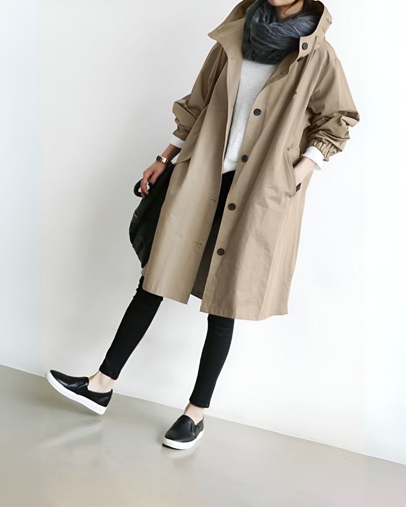 Women's Hooded Classic Trench Coat, Belted - view 4