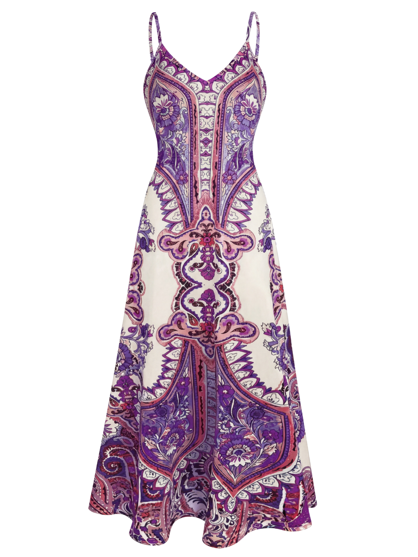 Florenne purple boho floral sleeveless dress - front view