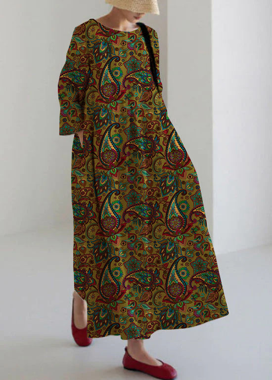 Saramine | Patchwork Cotton Midi Dress with Side Pockets — image 6