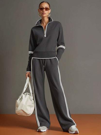 Vera | Wide-leg blouse and trousers co-ord set - Dark Grey