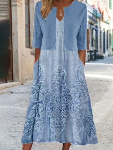 Almuth | Set di Abito Midi Floreale e Blazer