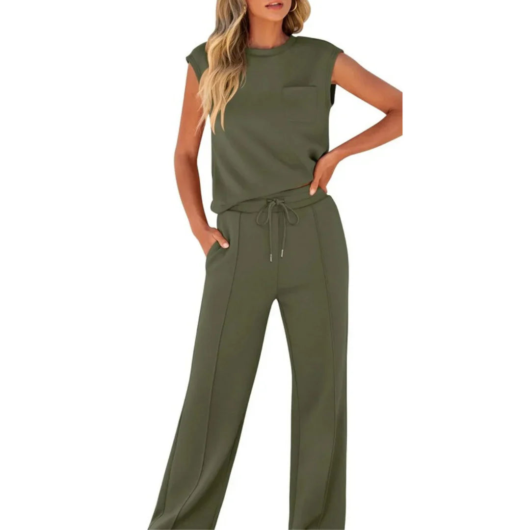 Brielle Army Green co-ord set - front view