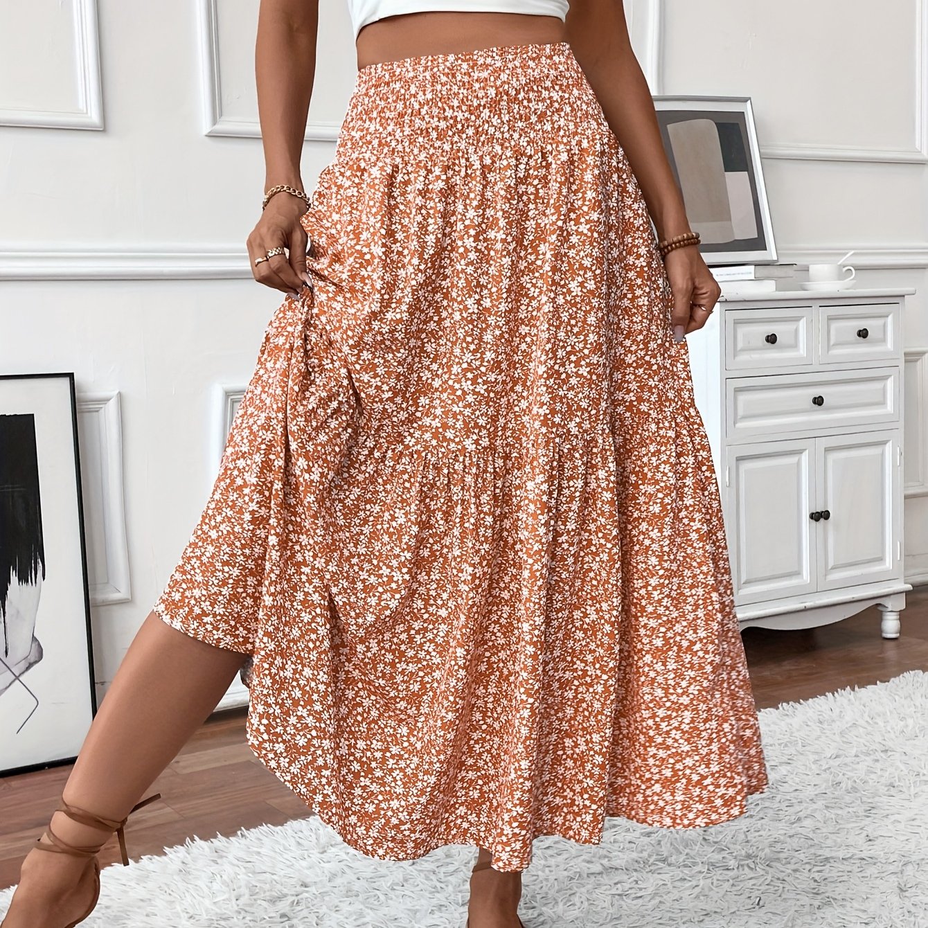 Florimne | Women's Floral Print Midi Skirt — image 2