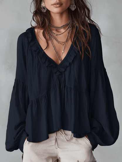 Cirenne Navy Blue blouses - front view